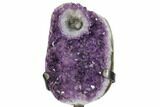 Amethyst Geode Section With Metal Stand - Uruguay #147931-1